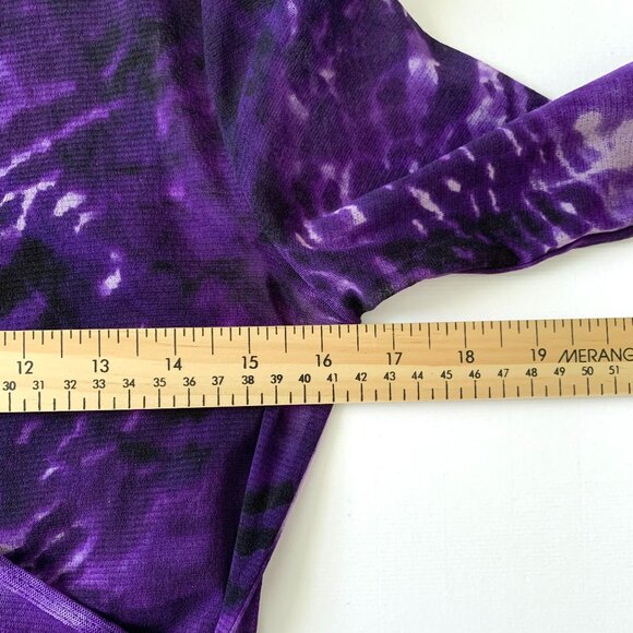 Vintage Olsen Y2K Purple Mesh Wrap Top Whimsigoth Witchy Fairy Sultry Boho Cyber - Picture 11 of 16